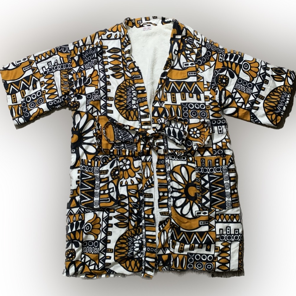 Vintage 60s psychedelic mod retro poolside cotton terrycloth lined robe